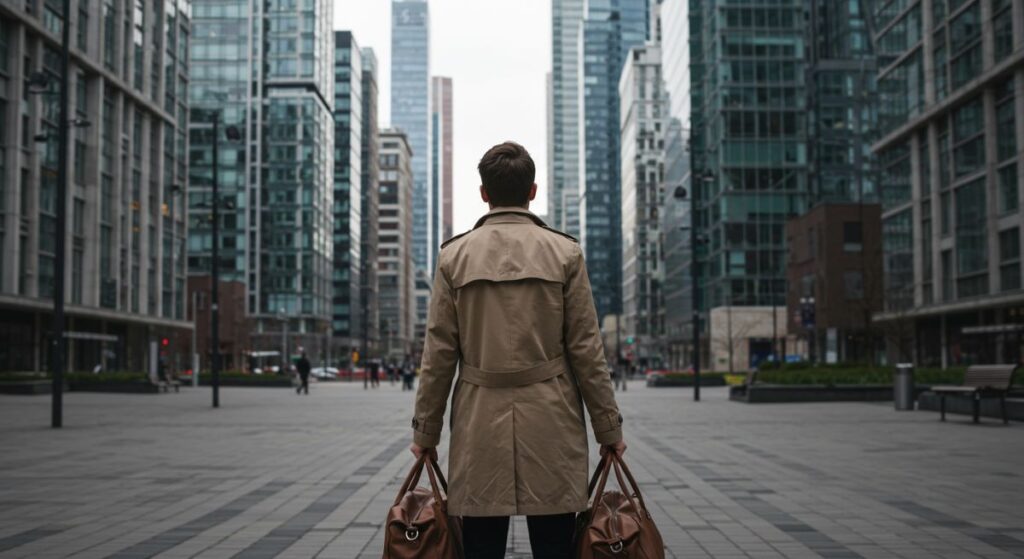 A young man looking at a new city| ImageFX